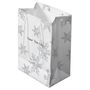 Winterschneeflocken Elegant Weiß Mittlere Geschenktüte