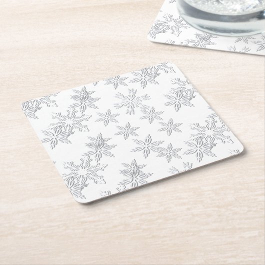 Winterschneeflocken Elegant Weiß Rechteckiger Pappuntersetzer (angewinkelt)