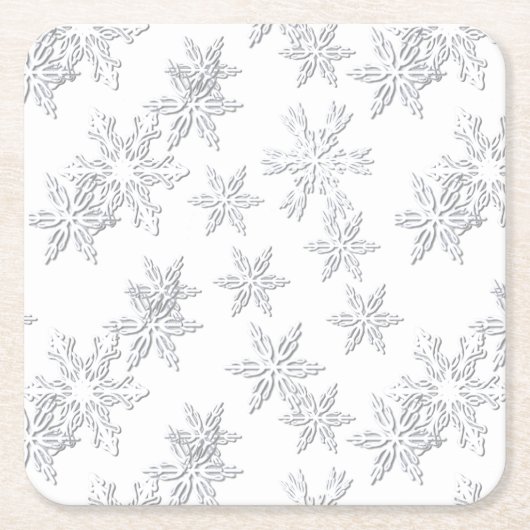 Winterschneeflocken Elegant Weiß Rechteckiger Pappuntersetzer (Vorderseite)