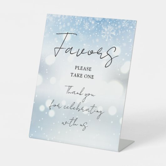 Winterschneeflocken Elegante Skriptfavoriten Sockelschild (Vorderseite)