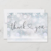Winterschneeflocken Elegantes Herzensskript Dankeskarte (Vorderseite)