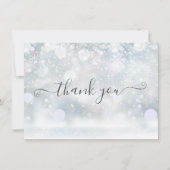 Winterschneeflocken Elegantes Skript Dankeskarte (Vorderseite)