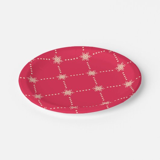 Winterschneeflocken Festliche Weihnachtsfeiertage  Pappteller (Schrägansicht)