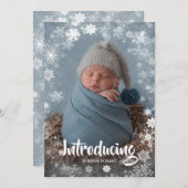 Winterschneeflocken Foto Geburtshinweise Feiertagskarte (Vorne/Hinten)
