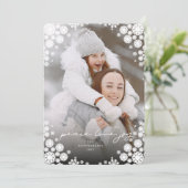 Winterschneeflocken Frame Happy Holidays Elegante Feiertagskarte (Stehend Vorderseite)