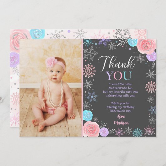 Winterschneeflocken Geburtstag Danke, Karten (Vorne/Hinten)