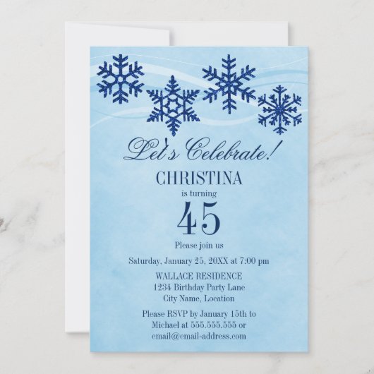 Winterschneeflocken Geburtstagsparty Einladung (Vorderseite)