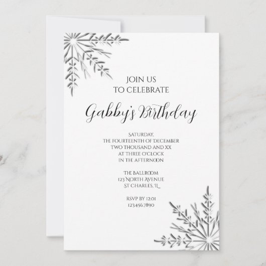 Winterschneeflocken Geburtstagsparty Einladung (Vorderseite)