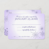 Winterschneeflocken Gemis Violet Wedding Response RSVP Karte (Vorne/Hinten)