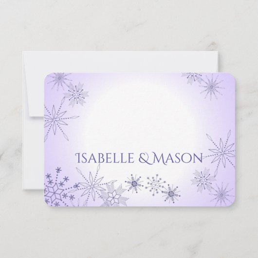 Winterschneeflocken Gemis Violet Wedding Response RSVP Karte (Rückseite)