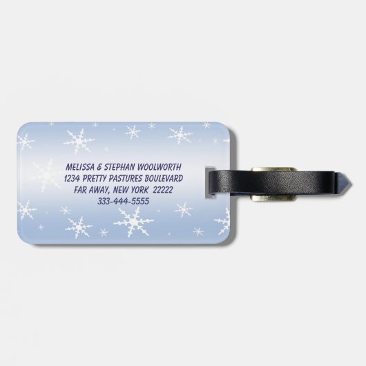 Winterschneeflocken Gepäckanhänger (Rückseite horizontal)