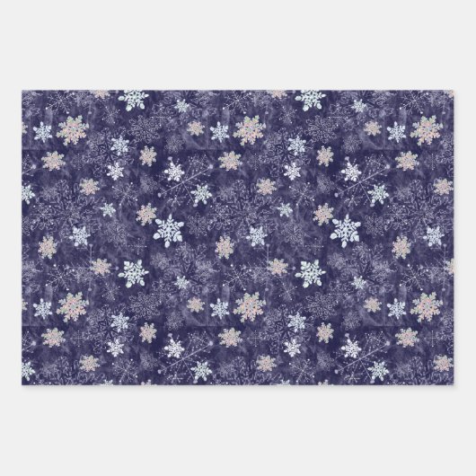 Winterschneeflocken Geschenkpapier Set (Vorderseite)