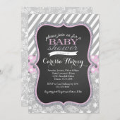 Winterschneeflocken Girl Babydusche Einladung (Vorne/Hinten)