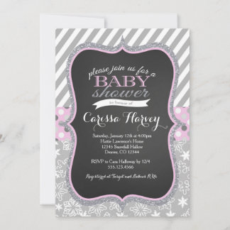 Winterschneeflocken Girl Babydusche Einladung