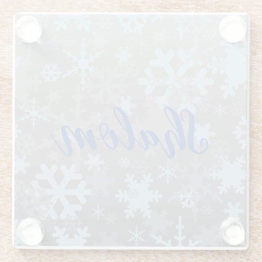 Winterschneeflocken Glasuntersetzer (Rückseite)
