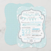 Winterschneeflocken Glitzer Kinderdusche Einladung (Vorne/Hinten)