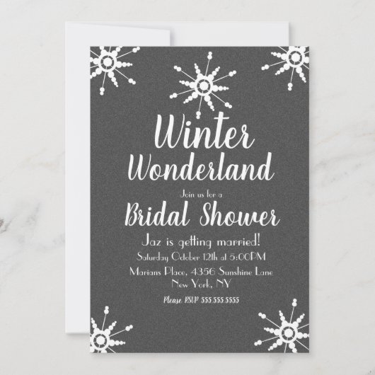 Winterschneeflocken Grau Brautparty Einladung (Vorderseite)