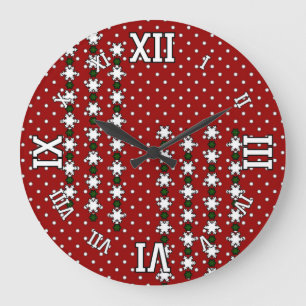 Winterschneeflocken Große Wanduhr