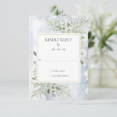 Winterschneeflocken Grüne Hochzeit RSVP (Stehend Vorderseite)