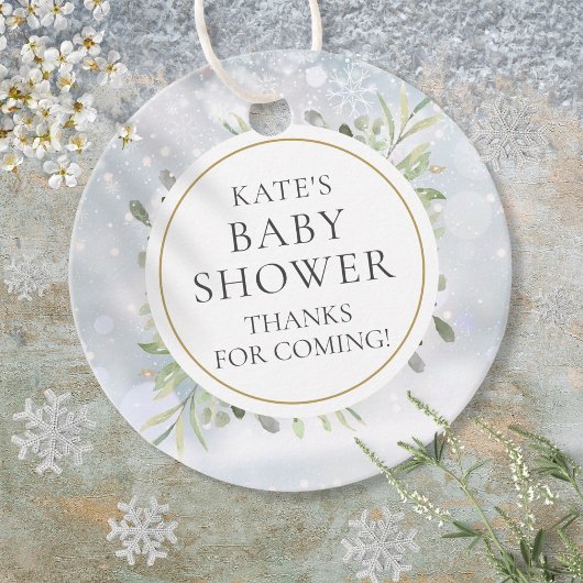 Winterschneeflocken Grüne Kinderdusche Geschenkanhänger