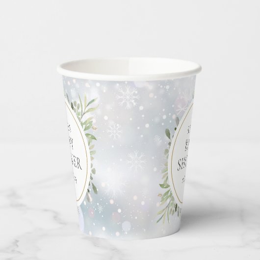 Winterschneeflocken Grüne Kinderdusche Pappbecher (Links)