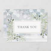 Winterschneeflocken Grünfoliage Dankeskarte (Vorne/Hinten)