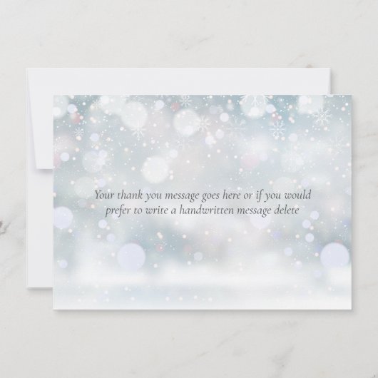 Winterschneeflocken Grünfoliage Dankeskarte (Rückseite)
