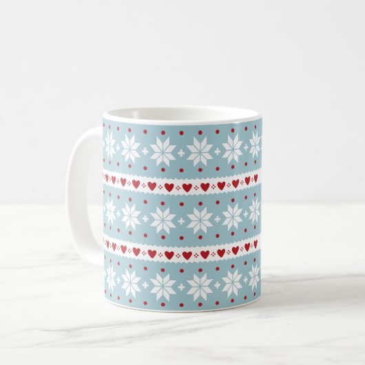 Winterschneeflocken Herz-Designer Kaffeezubereitun Kaffeetasse (Vorderseite Links)