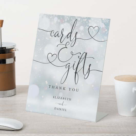 Winterschneeflocken Herz-Script-Karten und Geschen Sockelschild (In SItu)