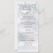 Winterschneeflocken Herzschrift auf einer Hochzeit Einladung (Rückseite)