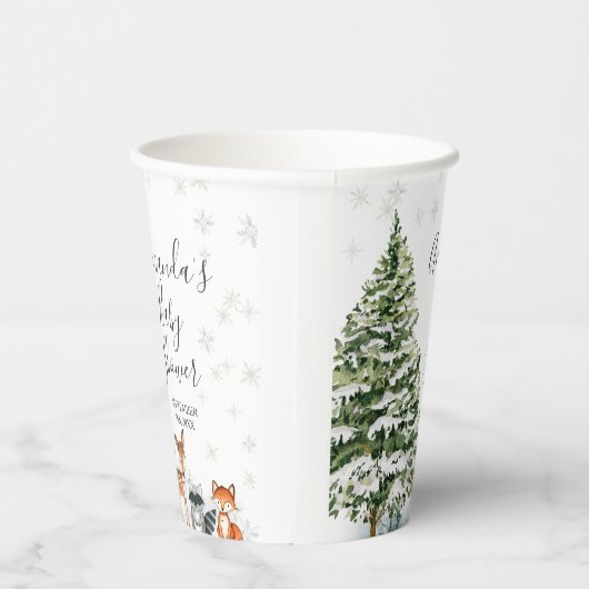 Winterschneeflocken Hirschtierwald Pappbecher (Rechts)