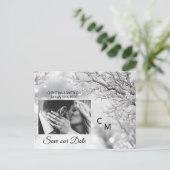 Winterschneeflocken Hochzeit RETTE UNSER DATUM | F Ankündigungspostkarte (Stehend Vorderseite)