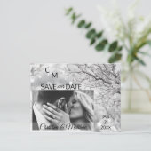 Winterschneeflocken Hochzeit RETTE UNSER DATUM | F Ankündigungspostkarte (Stehend Vorderseite)