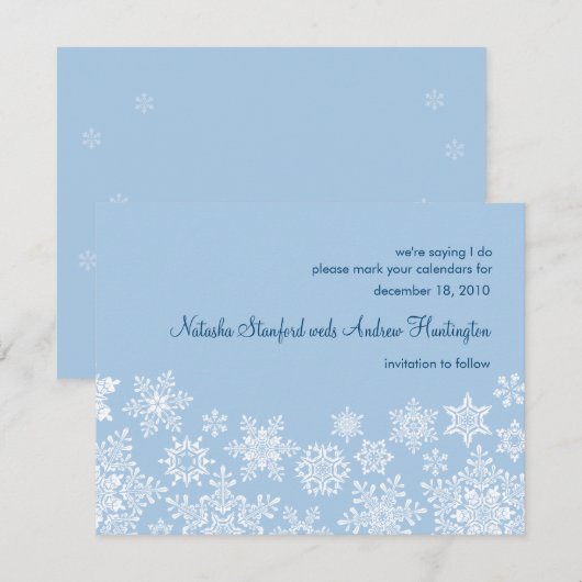 Winterschneeflocken Hochzeit Sichern Sie die Datum Save The Date (Vorne/Hinten)