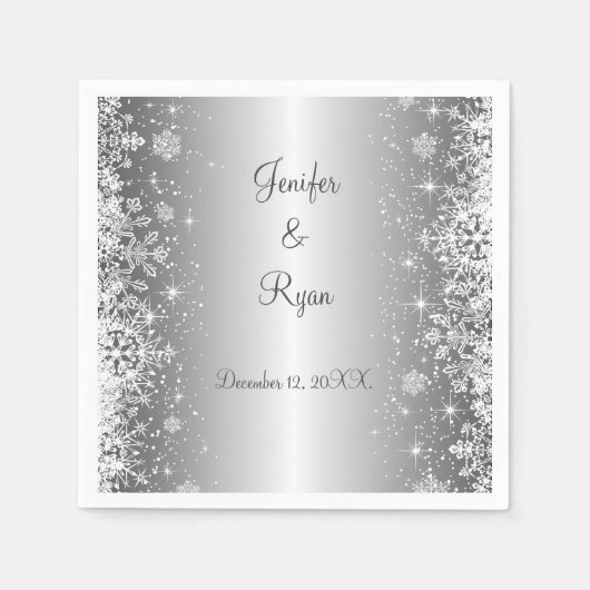 Winterschneeflocken Hochzeit von Napkins Serviette (Vorderseite)