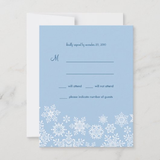 Winterschneeflocken Hochzeitkarte RSVP (Vorderseite)