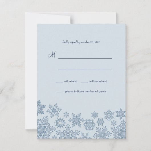 Winterschneeflocken Hochzeitkarte RSVP (Vorderseite)