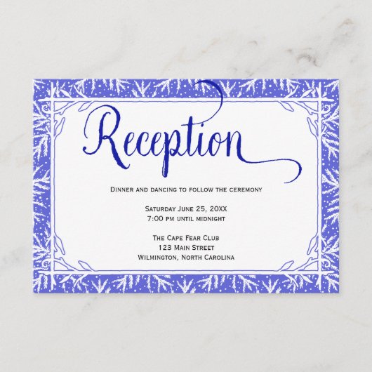 Winterschneeflocken Hochzeitsempfangskarte Begleitkarte (Vorderseite)