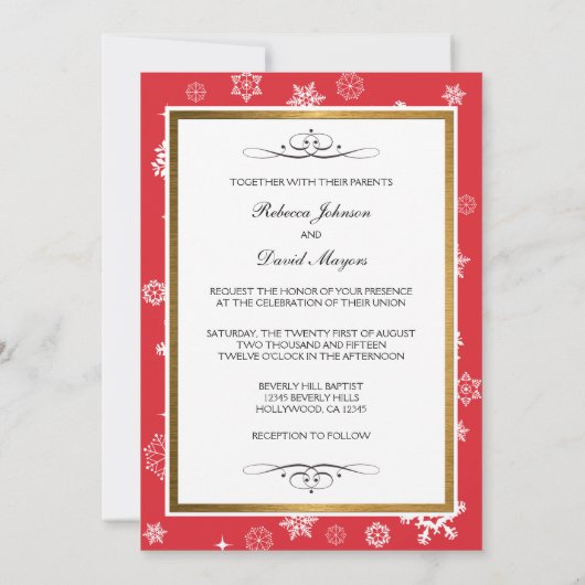 Winterschneeflocken Hochzeitsfeiern Einladung (Rückseite)