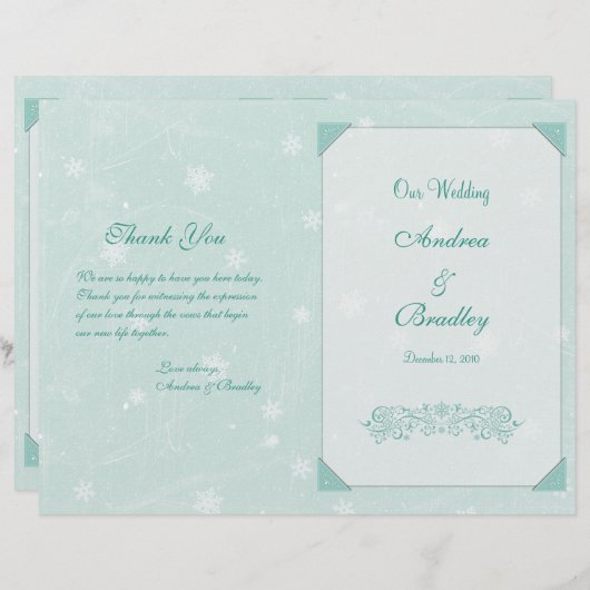 Winterschneeflocken-Hochzeitsprogramm (Vorne/Hinten)