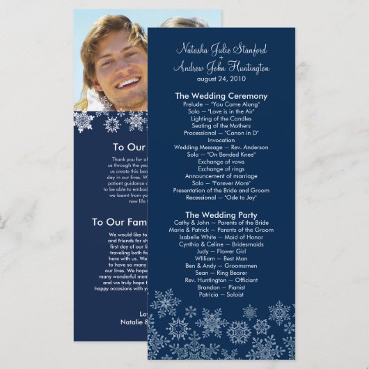 Winterschneeflocken Hochzeitsprogramm Foto Sake ha Programm (Vorne/Hinten)