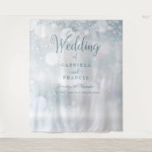 Winterschneeflocken Hochzeitssemble Foto Stand Hin Wandteppich (Vorderseite)