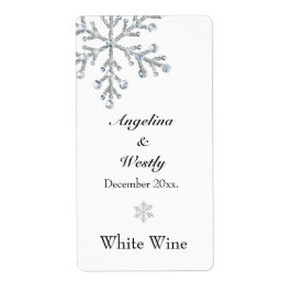 Winterschneeflocken Hochzeitweiliges Weinlabel