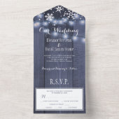 Winterschneeflocken Holzleuchten rustikale Hochzei All In One Einladung (Innen Boden)