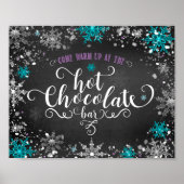 Winterschneeflocken Hot-Chocolate Bar Table-Zeiche Poster (Vorne)
