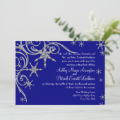 Winterschneeflocken im Bling Swirl Hochzeitskarte Einladung (Stehend Vorderseite)