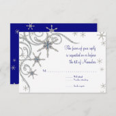 Winterschneeflocken im Bling Swirl Hochzeitskarte RSVP Karte (Vorne/Hinten)