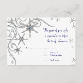Winterschneeflocken im Bling Swirl Hochzeitskarte RSVP Karte