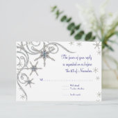 Winterschneeflocken im Bling Swirl Hochzeitskarte RSVP Karte (Stehend Vorderseite)