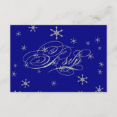 Winterschneeflocken im Bling Swirl Hochzeitskarte RSVP Karte (Rückseite)